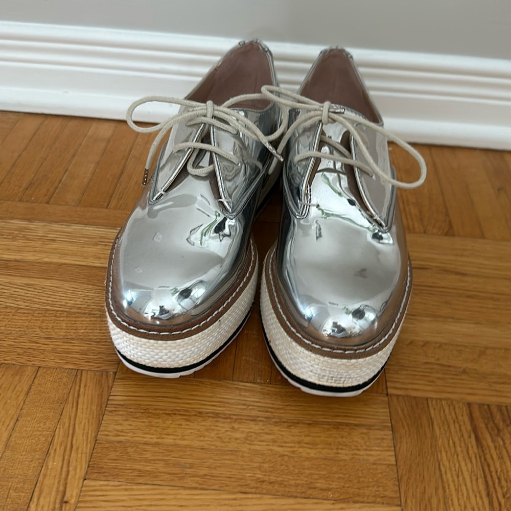 Like New Zara Platform Metallic Shoes Size 39